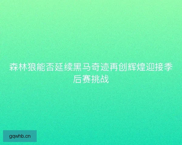 森林狼能否延续黑马奇迹再创辉煌迎接季后赛挑战 森林狼能否延续黑马奇迹再创辉煌迎接季后赛挑战